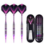 Kioiner 3 Pcs Soft Tip Darts Set, 21 Gram Professional Darts with Premium Aluminum Shafts and Extra Shaft Flights Extra Dart Tips Anti-Loose Rubber O-Rings for Electronic Dartboard