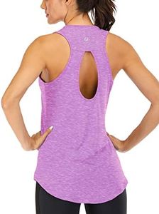 ICTIVE Yoga Tops for Women Loose fit Workout Tank Tops for Women Backless Sleeveless Keyhole Open Back Muscle Tank Running Tank Tops Workout Tops Racerback Gym Summer Tank Tops Light Purple L