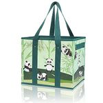 DOUBLE R BAGS Reusable Grocery Shopping Bags Boxes Totes Foldable Heavy Duty Water Resistant Collapsible Storage Box Baskets Bins for Groceries Toys Clothes Books Stand Upright (Pack of 1, Panda)