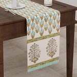 BLOCKS OF INDIA Hand Block Printed Cotton Table Runner for Center/Dining Table (13 x 72 Inches) (MUGHAL BUTA)