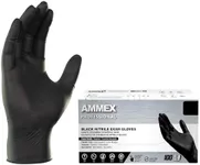 AMMEX Black Nitrile Disposable Exam Gloves, 3 Mil, Latex & Powder Free, Food-Safe, Textured, Non-Sterile, Medium, Box of 100