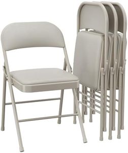GarveeHome 4 Pack Folding Chairs with Padded Cushions, Padded Foldable Chair Hold Up to 350 Pounds, Portable Beige Folding Chair Suitable for Dining Room, Home Office, Indoor and Outdoor Events