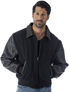 REED Men's Executive Varsity Jacket Big & Tall Made in USA Black