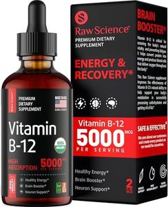 S RAW SCIENCE Vitamin B12 Liquid Drops 5000mcg, Methylcobalamin Supplements for Women and Men, Mood & Energy Booster, Metabolism Heart Health Support, Maximum Absorption Formula