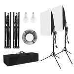 Andoer Photography Softbox Lighting Kit Professional Studio 2 28 x 20inch Softbox + 2 23W Light Bulb + 2 2m Light Stand + 1 Carrying Bag for Studio Portrait Product Video Photography