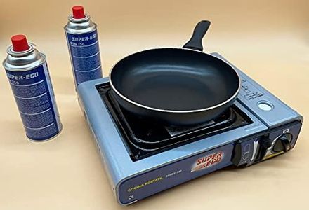 Kit Cocina Portátil a Gas + Sarten iSTEEL 22cm + 2 Recambios Gas | Kit Cocina Aire Libre | Maletín Cocina Incluido