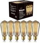 Woowtt Edison Light Bulb 6 Pack Classic Antique Bulb Style - Dimmable - Amber Warm - ST64 40W