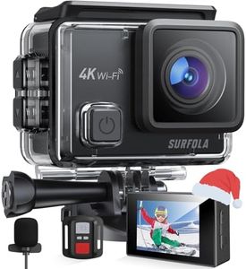 Surfola Action Cam 4K, Unterwasserkamera 40M Wasserdicht 20MP EIS Bildstabilisierun 170° Weitwinkel Helmkamera WiFi