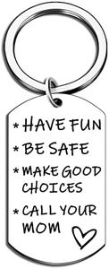 Drive Safe Keychain for New Driver Teen Boys Girls Funny Back To School Easter Gifts for Son Daughter Teenage Girl Women Birthday Key Chain Make Good Choices and Call Your Mom