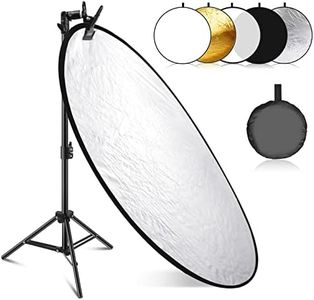 NEEWER 32”/80cm Light Reflector with Metal Clamp and Stand, 5 in 1 Collapsible Round Reflector, Translucent, Silver, Gold, White and Black for Low Angle Children Studio Photography, Outdoor Lighting