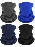 4 Pieces Kids Snood Winter Neck Warmers Fleece Gaiter Windproof Cuellos Cover (Black, Dark Grey, Royal Blue, Navy Blue)