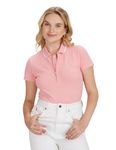 U.S. POLO ASSN. Women's Tipped Collar Zipper Polo Shirt (UWSS23TSH008_Pink_M)