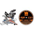 King Canada 8380 10-Inch Sliding Compound Miter Saw (Grey) + WEN BL1060 10-Inch 60-Tooth Fine-Finish Professional Woodworking Saw Blade