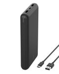 Belkin USB C Portable Charger 20000mAh, 20K Power Bank with USB Type C Input Output Port and 2 USB A Ports with Included USB C to A Cable for iPhone, Galaxy, Pixel, iPad, AirPods and More – Black