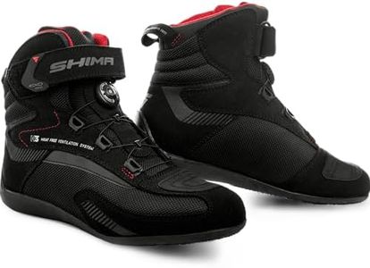 SHIMA EXO Vented, Motorcycle Shoes for Men | Breathable, Reinforced Street Riding Shoes with ATOP Closure System, Ankle Support, Anti-Slip Sole, Gear Pad (Black, 10.5)