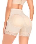 YARRCO Butt Lifter Shapewear Panties for Women High Waist Hip Enhancer Tummy Control Knickers (Nude-Lace, XL)