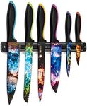 CHEF'S VISION Cosmos Knife Set Bundled With BEHOLD Wall-Mounted Magnetic Holder Black