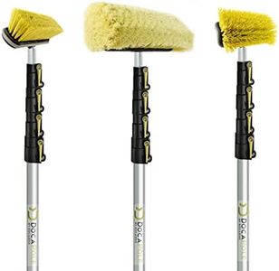 DOCAZOO DocaPole 36 ft High Reach Brush Kit with 7-30 Foot Telescopic Extension Pole; Includes Soft Scrub Car Wash Brush, Medium Bristle Cleaning Brush and Deck Brush with Hard Bristles