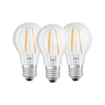 OSRAM LED Base Classic A / LED-lamp in bulb shape with E27-base / not dimmable / replacement for 60 Watt / filament style clear / warm white - 2700 Kelvin / pack of 3