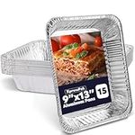 Aluminum Pans - 9X13 Disposable Baking Foil Pans - [15-Pack] - Half Size, Deep Steam Table Pans for Baking, Roasting, Transporting, Serving, Freezing, Storing & Food Prepping