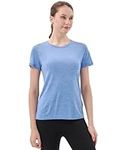 Merino Protect 100% Merino Wool Base Layer Shirt Women Lightweight Wicking T Shirt Ultra Soft Short Sleeve Tops for Hiking （Blue Bell，M）