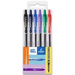 Pilot G-2 Retractable Gel Ink Rollerball Pens - 0.7mm Nib Tip - Wallet Set of 6 - Essential Colours