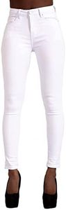 Lusty Chic Womens High Waisted Coloured Jeans Ladies Skinny Butt Lifting Denim Stretch Jeggings, White, M
