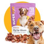 SUPER CAN BULLYSTICKS Pig Ear Slivers for Dogs 1lb of 100% Natural Pork Ear Strips Dog Chews for Puppies, Small & Large Breeds |Farm Raised Non-GMOs All Natural Dog Treats