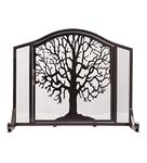 Plow & Hearth Large Tree of Life Metal Fireplace Screen with Single Hinged Door, Free Standing Spark Guard, 44 W x 33 H x 11.5 D, Black and Gold Flecked