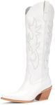 Pasuot White Cowboy Boots for Women