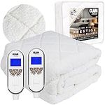 GlamHaus Electric Blanket King Size - Dual Control - Luxurious Diamond-Quilted Sherpa Fleece - Heat & Timer Settings - Body & Feet Settings - Elasticated Skirt - Machine Washable (King)