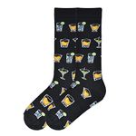 K. Bell Men's Fun Food & Drink Crew Socks-1 Pairs-Cool & Funny Pop Culture Gifts, Cocktails (Black), 5-12 UK