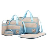 Miss Lulu Totes 5pcs Baby Nappy Changing Multifunction Diaper Messenger Hospital Maternity Polyester Bag Set