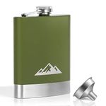 KWANITHINK Hip Flask, Stainless Steel 8oz Hip Flasks for Men with Funnel, Whiskey Flask for Outdoor Camping Climbing Hiking Picnic