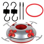 6 Pack Hummingbird Feeder Bottom Replacement Parts Base Set Includes Feeder Base, 1 Pcs Replacement Seal Rings, 2 PCS Moat Hook and 2 Pcs Brushes