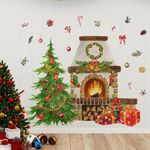 Christmas Wall Decals Christmas Tree Wall Stickers Removable Christmas Window Decal Sticker Decor for Christmas Holiday Living Room Bedroom Decorations