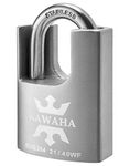 KAWAHA 1-9/16 Inch (1-9/16 to 2-3/8 in.) High Security Stainless Steel Shrouded Padlock with Key for Both Indoor and Outdoor use (SUS304 Stainless Steel Body & Shackle, Heavy Duty, Anti-Rust)