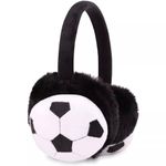 Boy Girl Winter Earmuffs Outdoor Wear Soft Faux Fur Plush Ear Warmer Football Design Windproof Woolen Warm Ear Muff Men & Women (Freesize) (F Black)