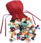 Beautiful Natural Stones in Various Sizes Elegant in red Fabric Bag Ideal Gemstones for Kids, Treasure Hunting, Healing Stones, Decoration, Gemstone Playing and Much More