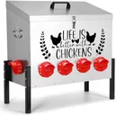 95 lb Chicken Feeder with 10 No-Waste Ports – Extra-Large Galvanized Metal Poultry Feeder with Adjustable Height Heavy-Duty Stand – Outdoor Feed Box for Chickens, Ducks & Geese