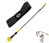 Golf Swing Trainer Aid Correction for Strength Grip with Swing Trainer Armband 48 Inch in Yellow, Golf Warm-Up Stick for Men Women Indoor Outdoor Tempo Flexibility Perfect for Swing (40 Inch)