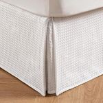 MIYE Pleated Waffle Weave Bed Skirt, Tailored Dust Ruffle 12 Inch Drop Easy Fit, Machine Washable (White, Twin - 12" Drop)