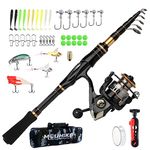 Telescopic Fishing Rod Reel Combo Collapsible Fishing Pole Spinning Reel Kit with Compact Tackle Bag, Fishing Gear Set Travel Fishing Rod Kit for Saltwater Freshwater Fishermen Gift