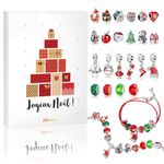 MJartoria Red Jewelry Advent Calendar 2024 for Women Girls-Red Jewelry 24 Days Christmas Countdown-Inclued Red Santa Claus Metal Charms Beads DIY Necklaces Bracelets Making Kit Jewelry Gifts