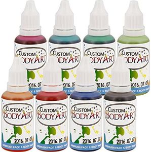 Custom Body Art 1oz 8 Color Secondary Airbrush Water Based Face and Body Paint Set