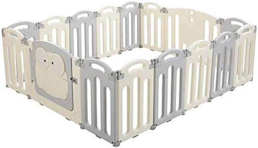 Keezi Baby Playpen, 16 Panels Babies Play Pen Toddlers Fence Yard Padded Mat Outdoor Indoor Child Activity Centre for Kids, Safety Gate Easy Foldable Storage Grey