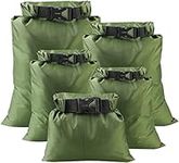 kuou 5Pcs WaterProof Dry Bags, Dry Sack WaterProof Bag Lightweight Snorkeling Drifting Bag Green (1.5L+2.5L+3.5L+4.5L+ 6L)