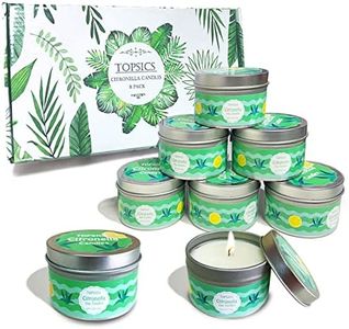 Topsics Citronella Candles Outdoor, 8 Pack Lemongrass Scented Candles,Natural Citronella Soy Candles Set, Outdoor Candles Set for Patio Garden,Indoor/Outdoor Use