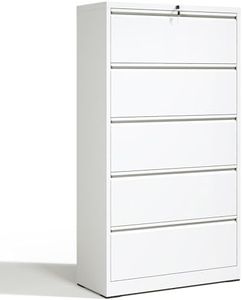OPTYMIRA Locking Filing Cabinet with 5 Drawer Heavy Duty Large Metal File Cabinet Home Office Lateral File Cabinets Wide Steel Cabinet for Legal/Letter Size File,Assembly Required