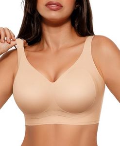 SHAPELLX Beige Wireless Seamless Bras Comfort Push Up Bra Minimizer No Underwire (Beige Large)